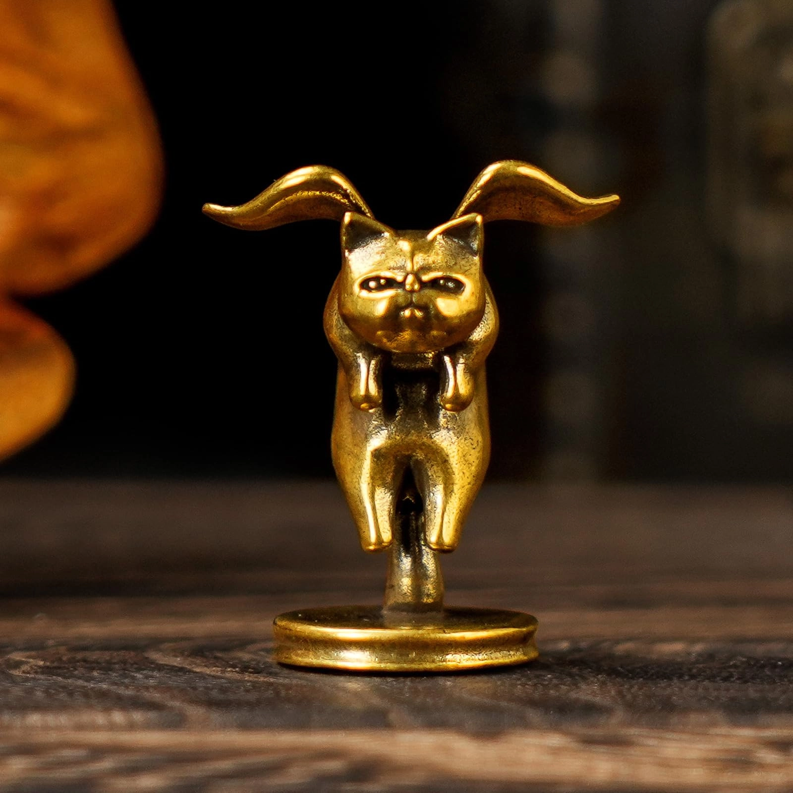 chovy Winged Cat Figurine - Brass