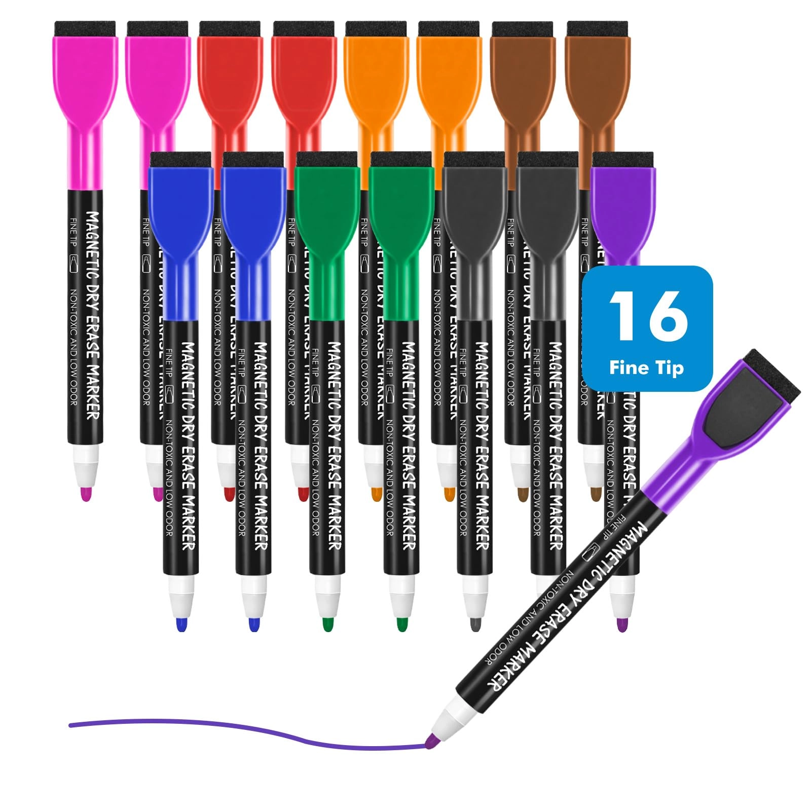 maxtek Magnetic Whiteboard Pens - 8 Colours Fine