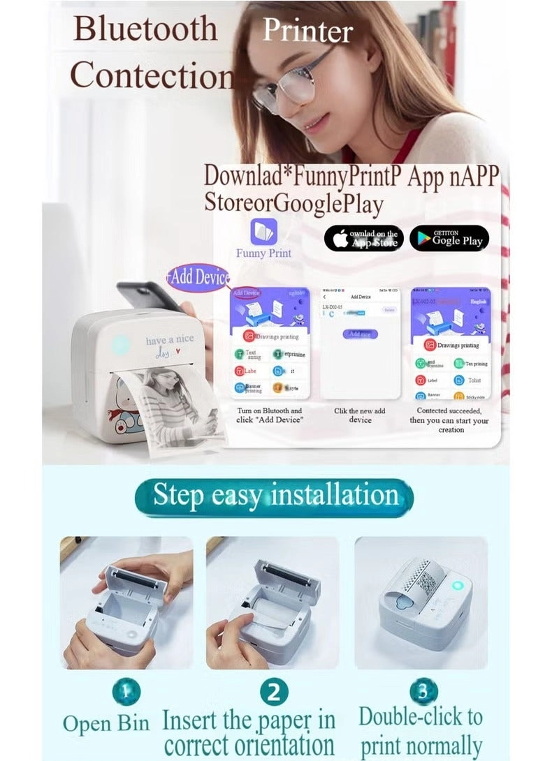 Mini Pocket Bluetooth Thermal Printer - Ink-Free Thermal Printing