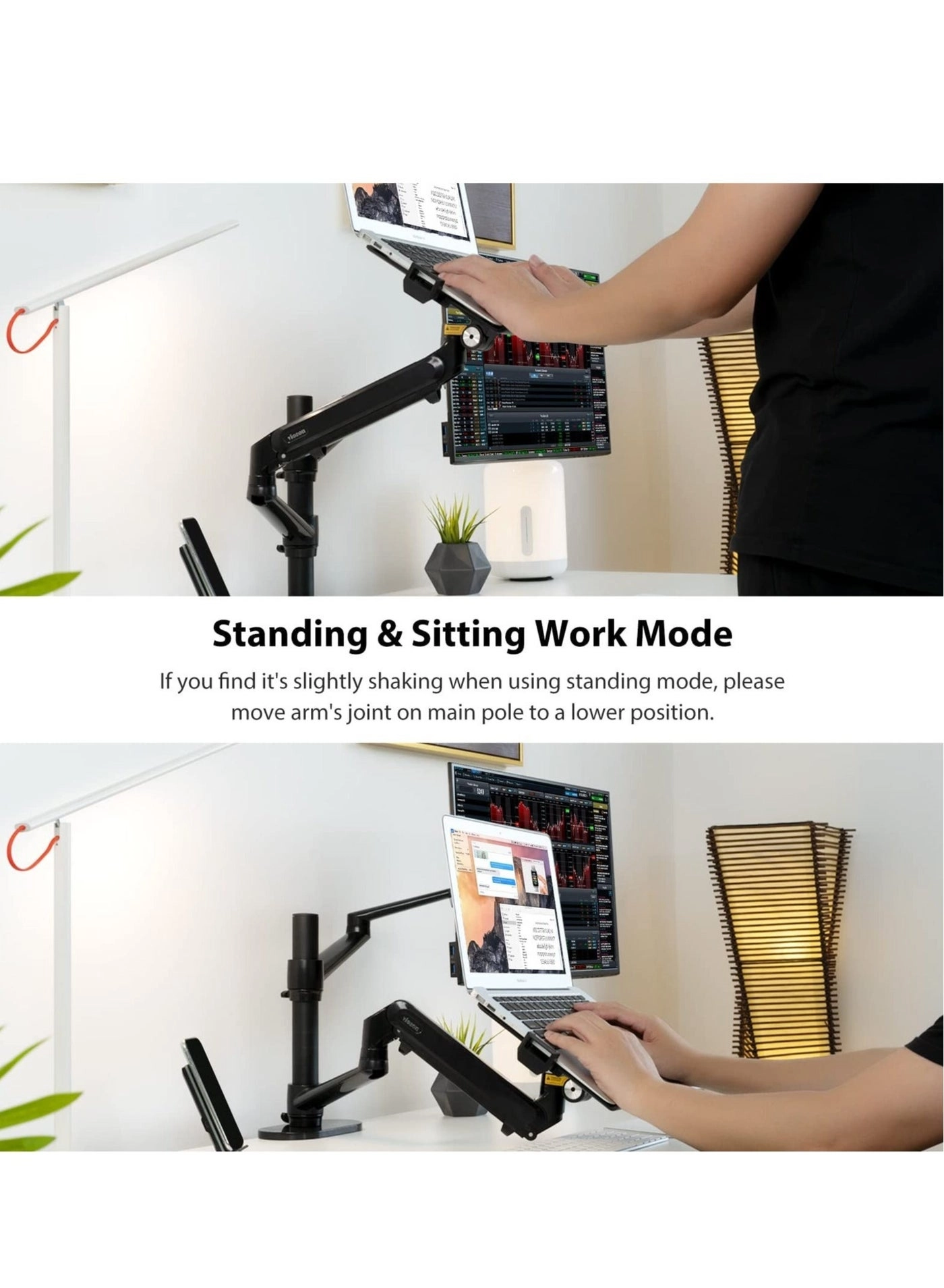 Laptop Monitor Mount - Dual Arm 17 to 32 Inch 100x100mm / 75x75mm