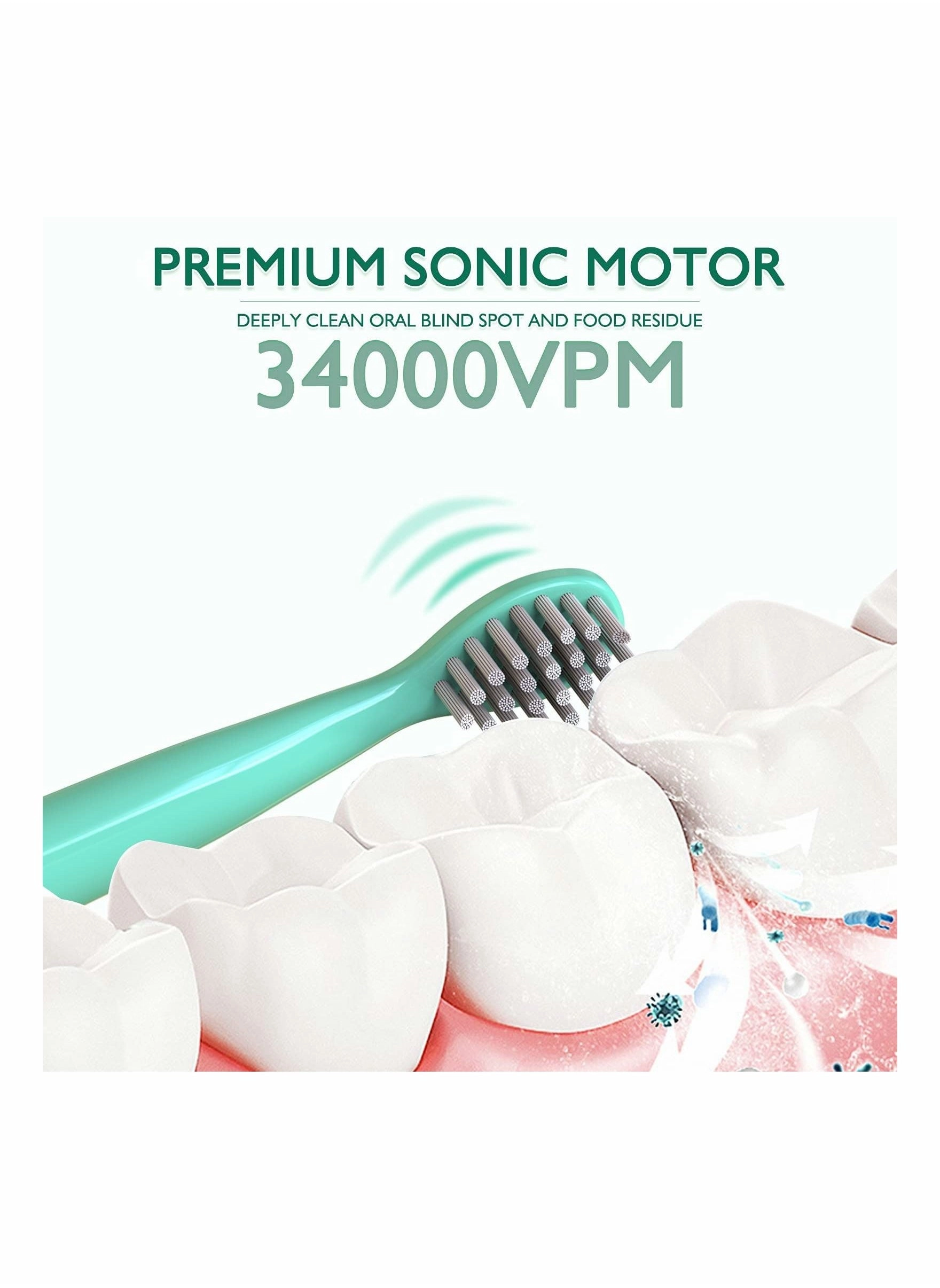 Kids Sonic Electric Toothbrush - Cute Bear 4 Brush Heads 2 Min Timer