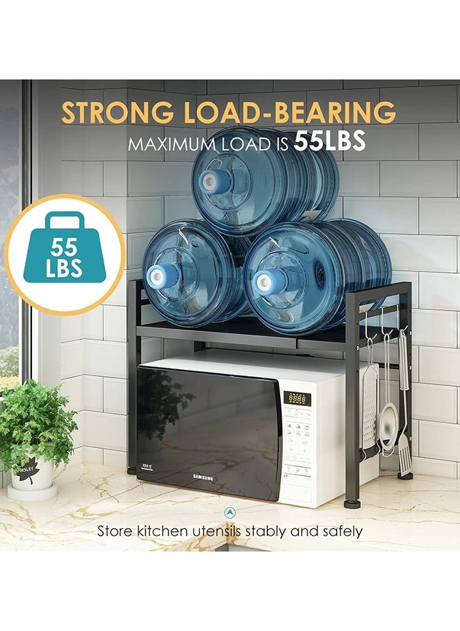 Extendable Microwave Oven Rack - 2-Tier 6 Hooks 57lbs