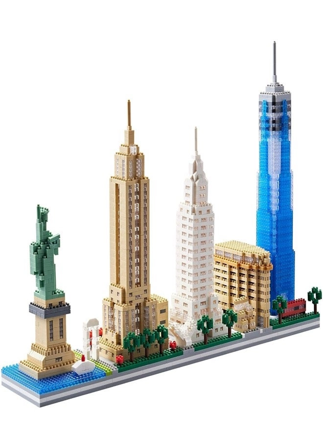 New York City Skyline - Statue of Liberty Empire State One World Trade Iconic Skyscraper