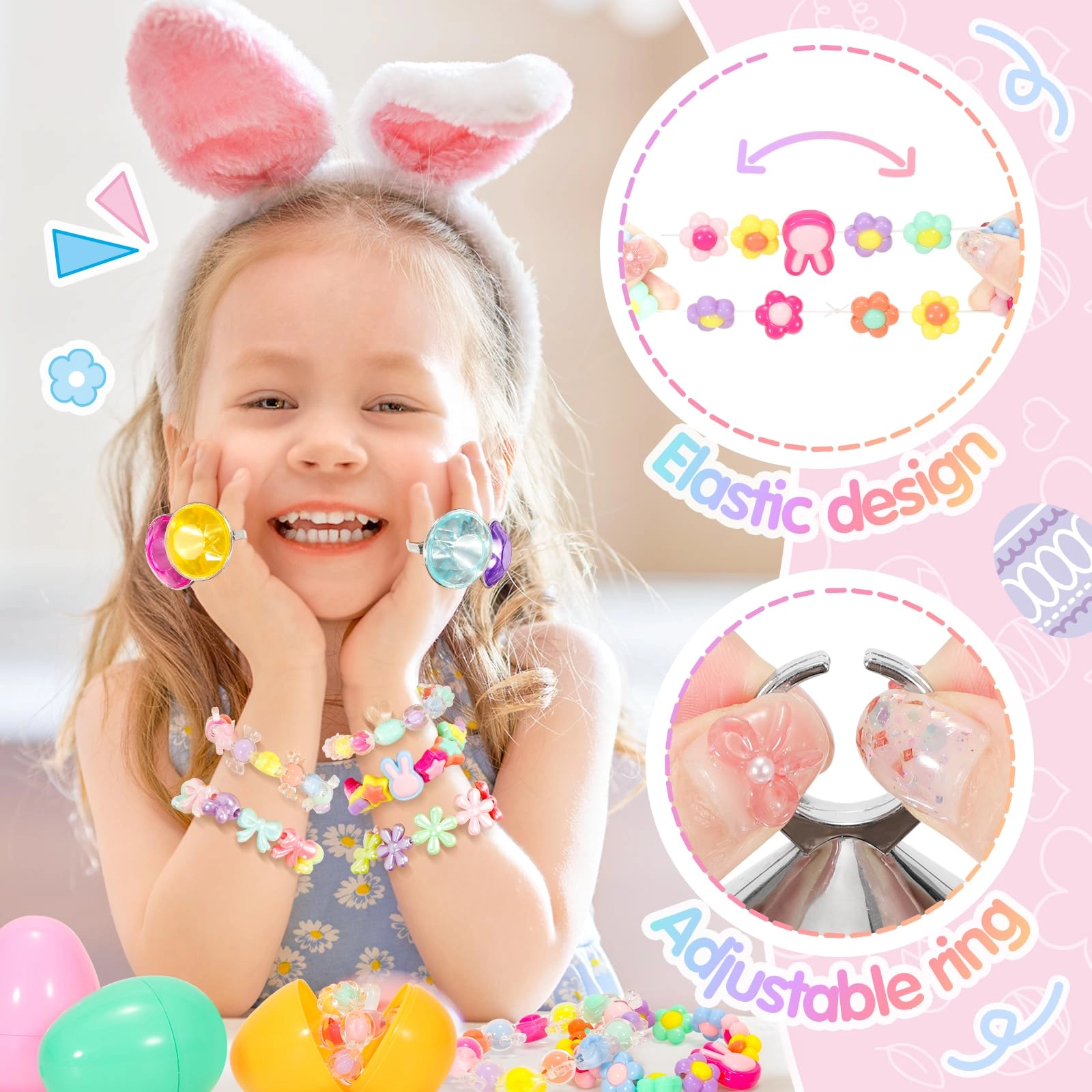 Prefilled Easter Eggs Princess - 24 Pack Bracelets Rings