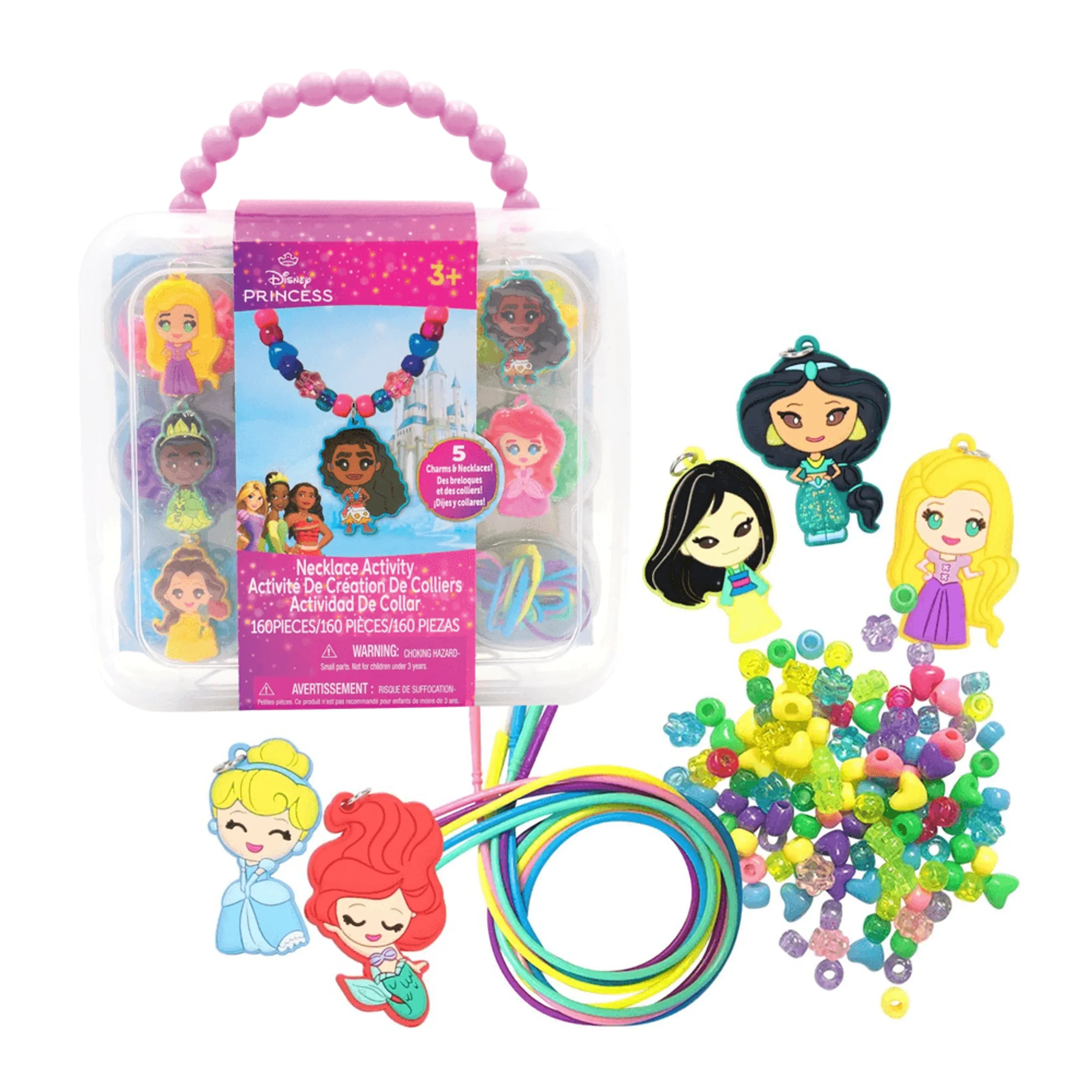 Tara Toys Disney Princess Necklace Activity Case - 5 princess charms 150 colorful beads 5 necklace cords