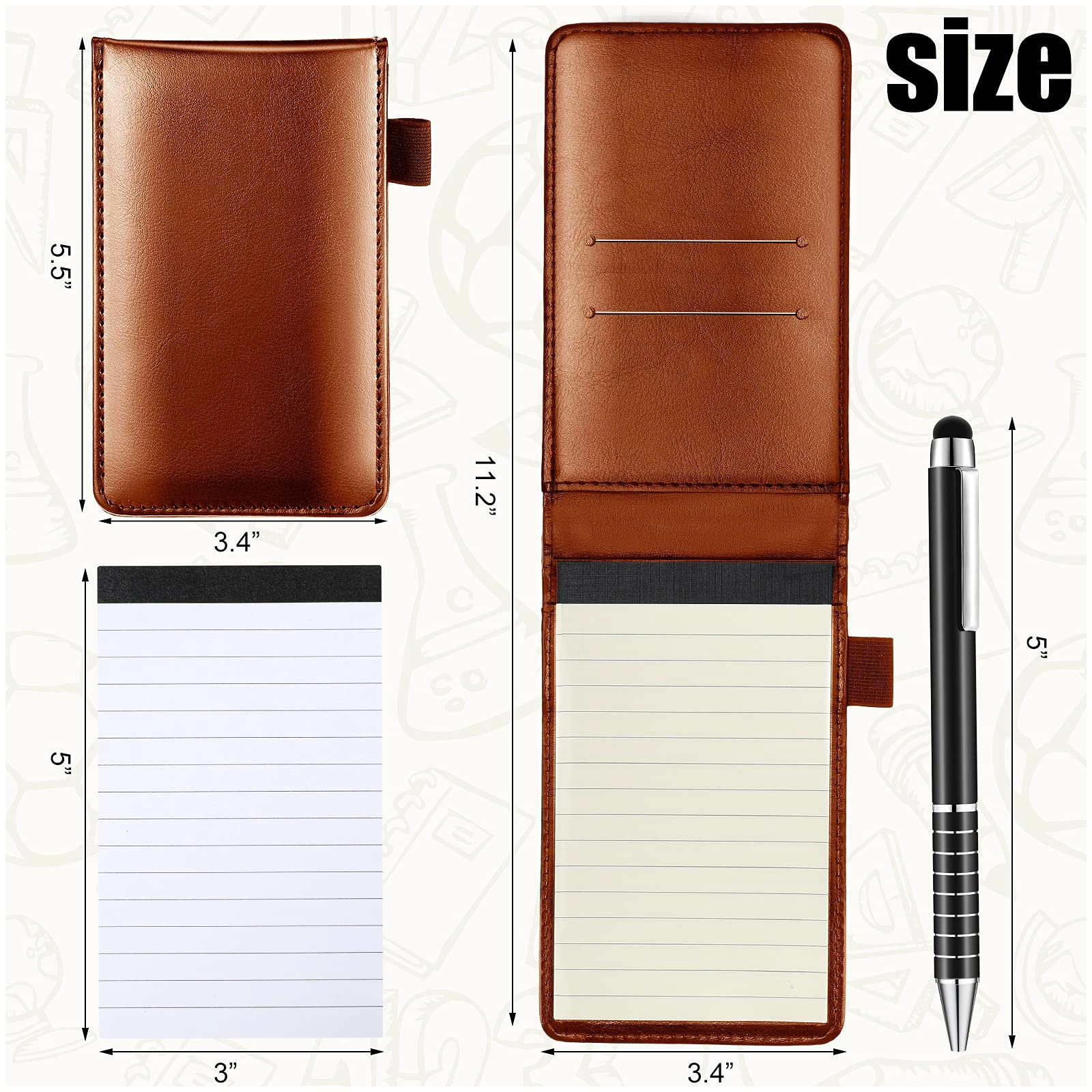 Mini Pocket Notepad Holder - 50 Lined Sheets 10 Pcs