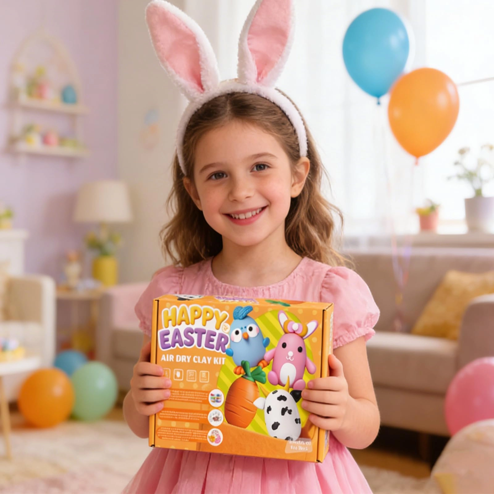 Eatser Crafts Kit - Air Dry Clay Easter Eggs Pack 8pcs.