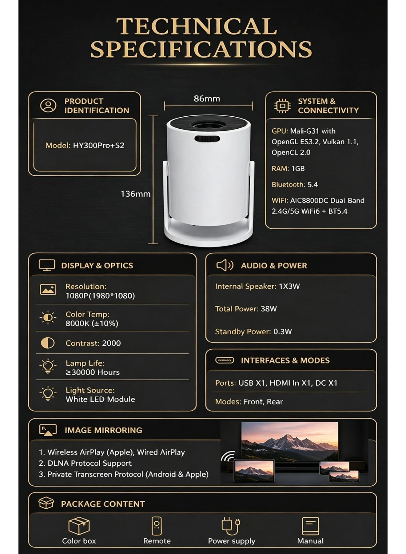 Ultra HD Series HY300Pro+S2 3000 lm
