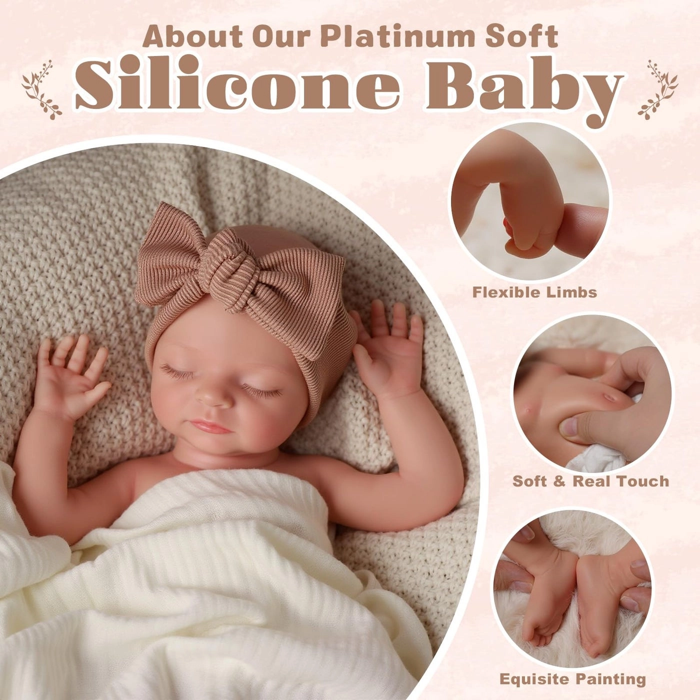 Reborn Baby Doll - 16 Inch Full Platinum Silicone Ages 3+