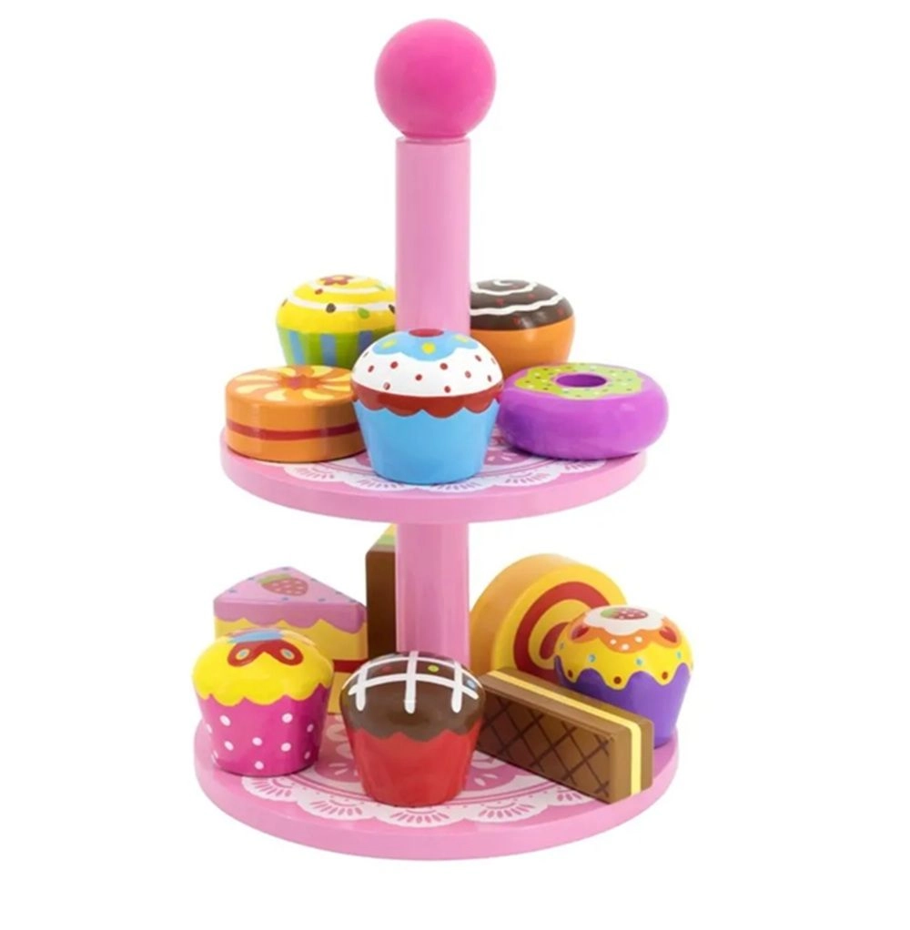 VIGA Wooden Cupcake With Stand - 18 months & above 12 pieces