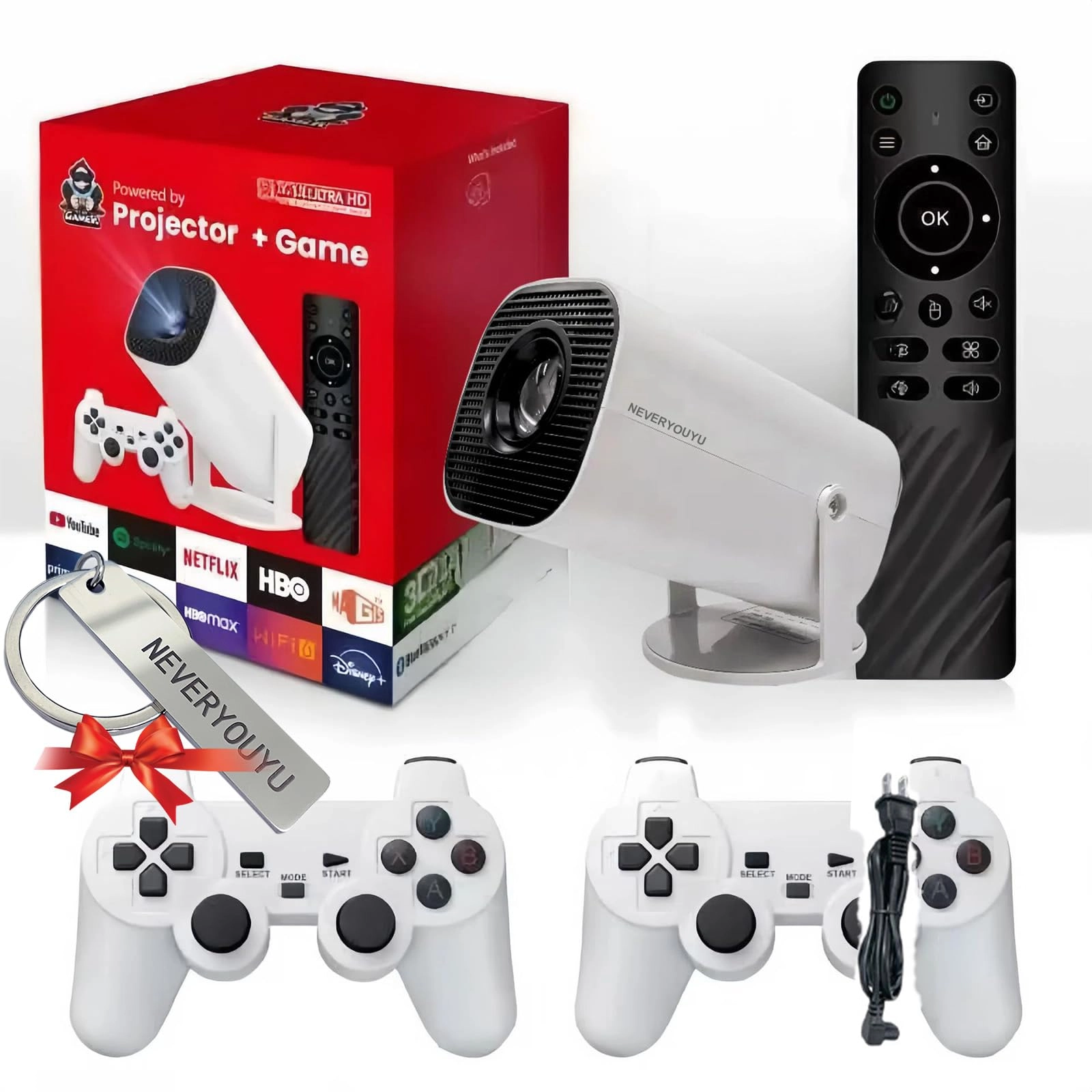 NEVERYOUYU Mini Projector - 300 ANSI lumens 720P