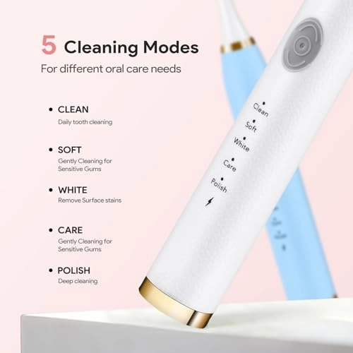Sonic Electric Toothbrush - 42,000 VPM 2 Minute Timer 5 Modes Pack