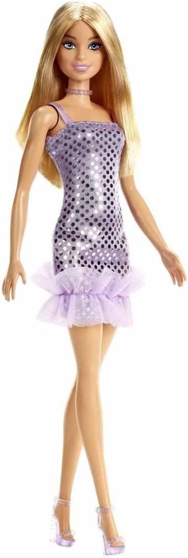 Barbie Fashion Doll - Blonde Hair Purple Polka Dot Dress Ages 3+