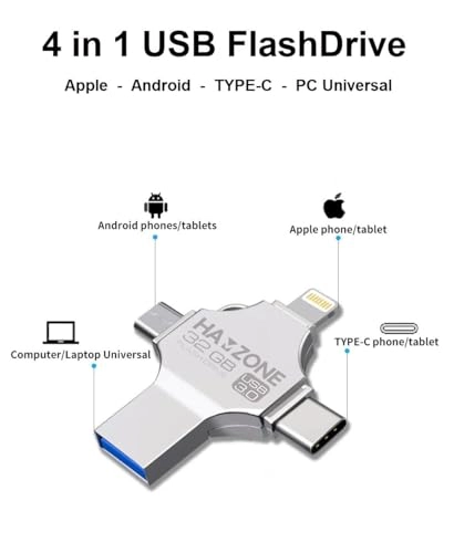 4-in-1 USB Flash Drive - USB3.0 Lightning Type-C Micro USB 32GB