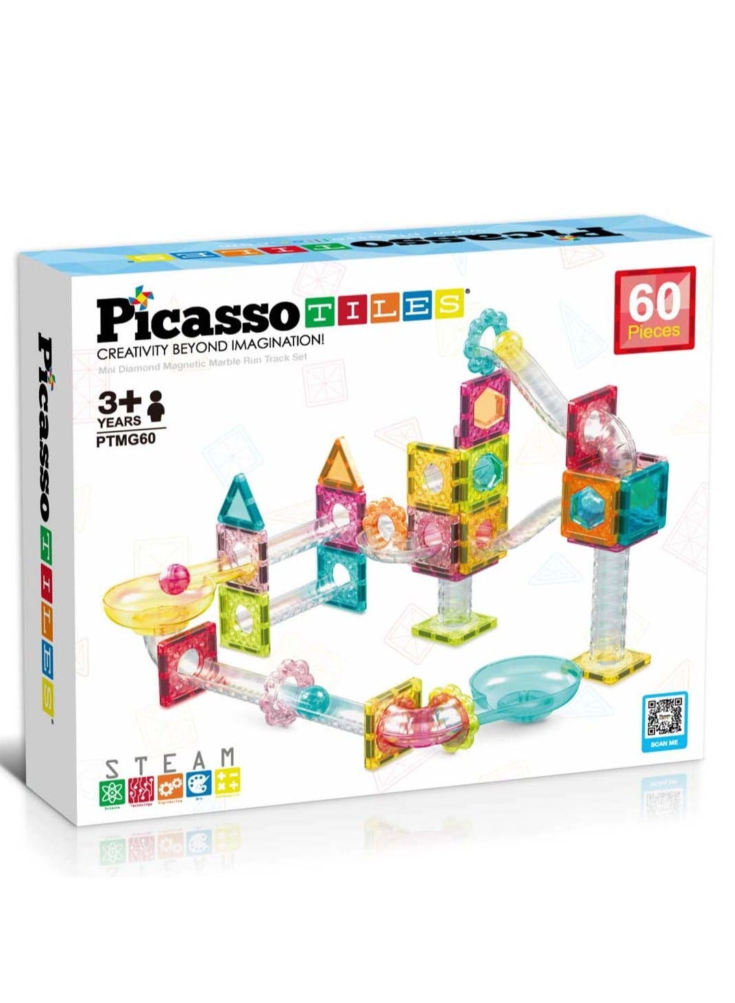 Magnetic Mini Diamond Marble Run Track - 60 pcs