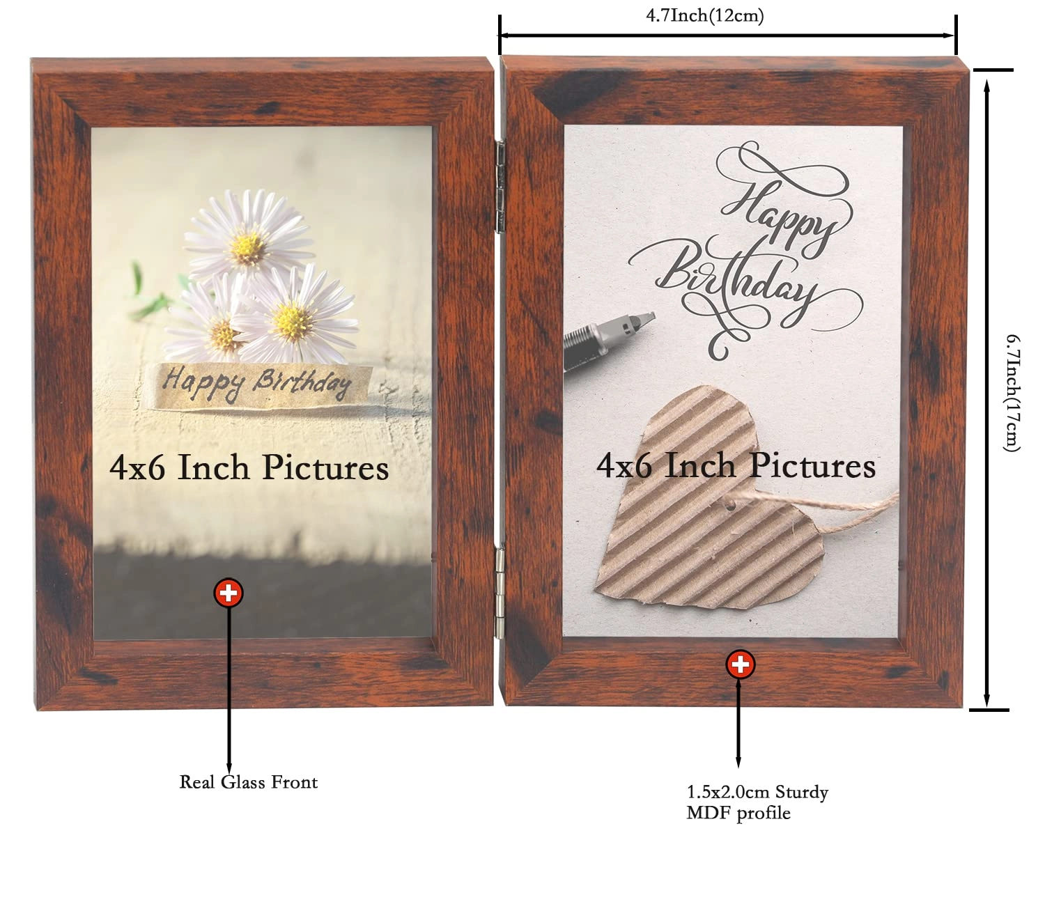 Hinged Double Photo Frame - 4x6'' 2