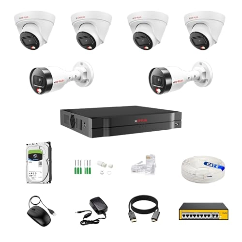 illumax AI NVR - 8CH + 4 Dome 2 Bullet IP Cameras - 4MP + HDD - 2 TB + POE Switch - 8+2 + CAT 6 Cable