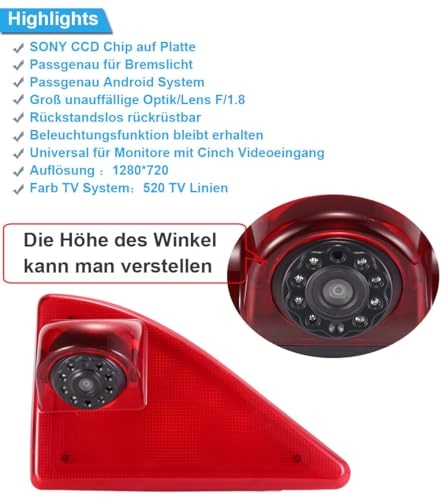 3rd Brake Light Reversing Camera + 4.3 Inch TFT LCD Monitor - Night vision 1280 x 720 pixels