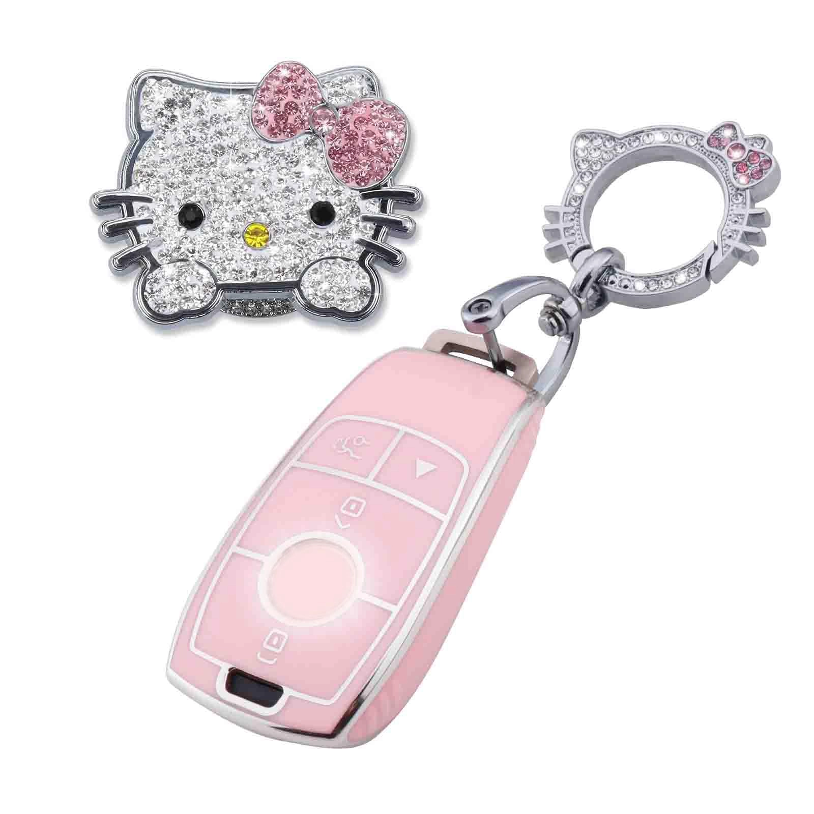 pangpai Key Fob Cover - Fit for Mercedes Benz 2017-2020 + Keychain - Bling + Push to Start Button Cover