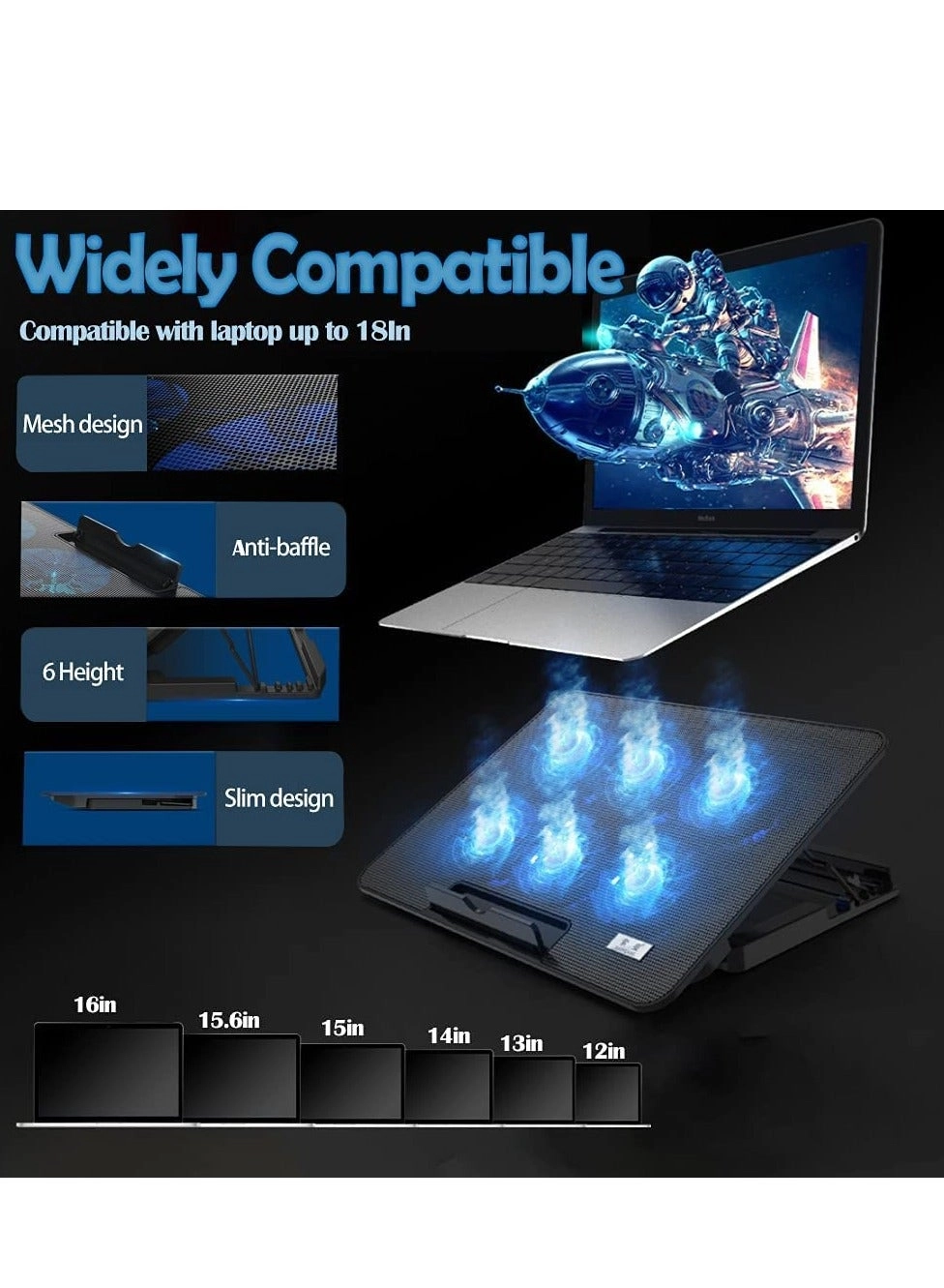 Laptop Cooling Pad - Black LED