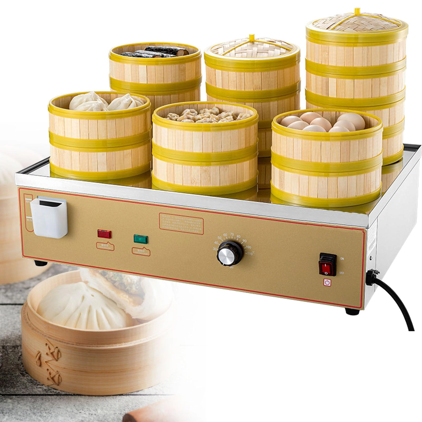 Electric Steamer - 2/4/6-Hole Commercial 30~110°C