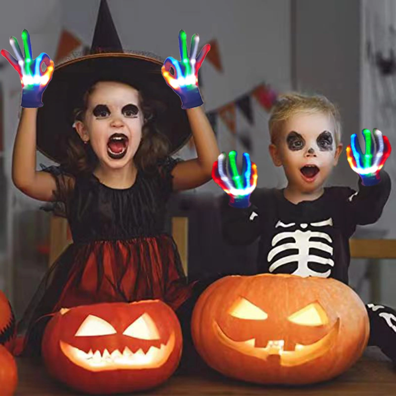 LED gloves - 1 Pack kids,teens,adults Small