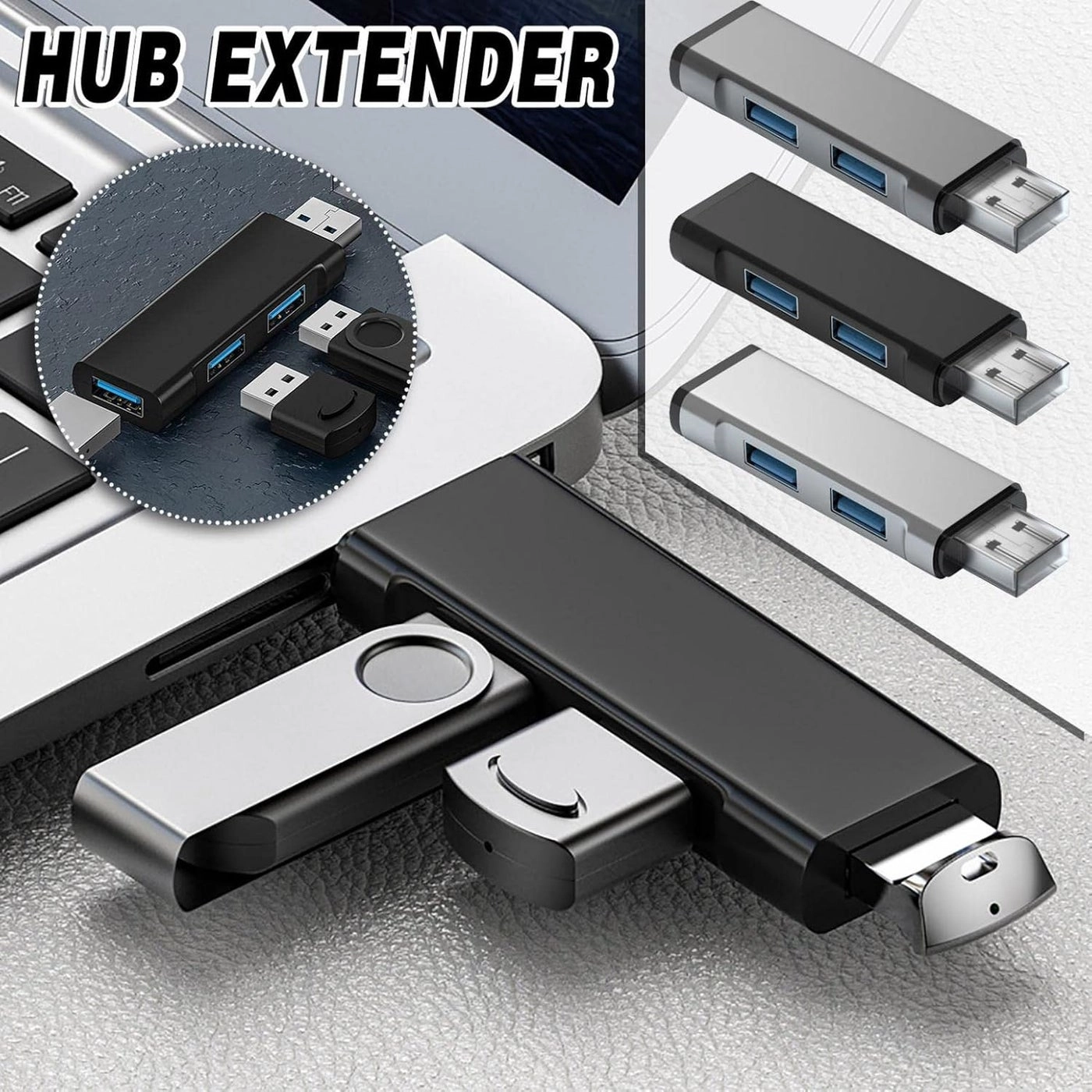 USB C Hub Multiport Adapter - 3 Port USB 3.0 Black