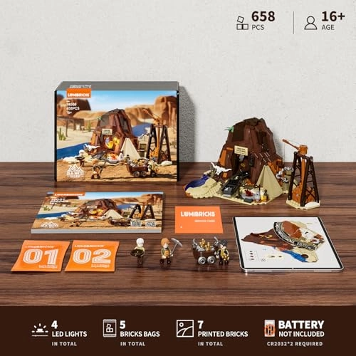 Wild West Gold Mine Lighting Building-Bricks Set - 658 pcs