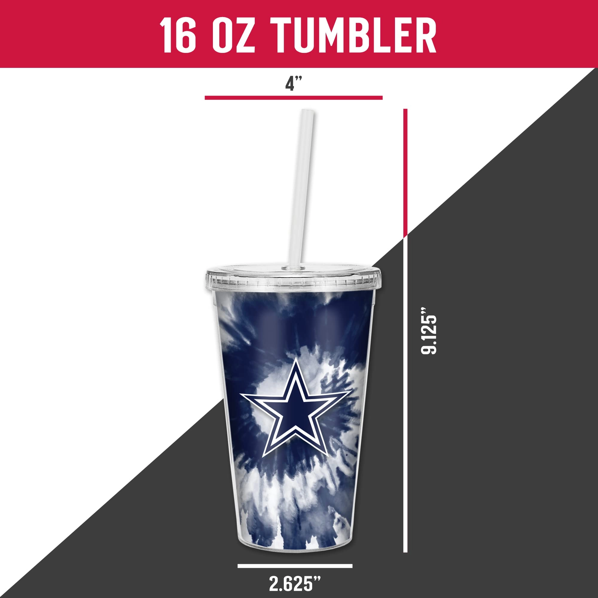 NFL Football Metallic Tie Dye Tumbler - 473ml