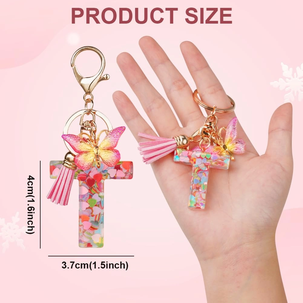 Initial Letter Keychain - Butterfly