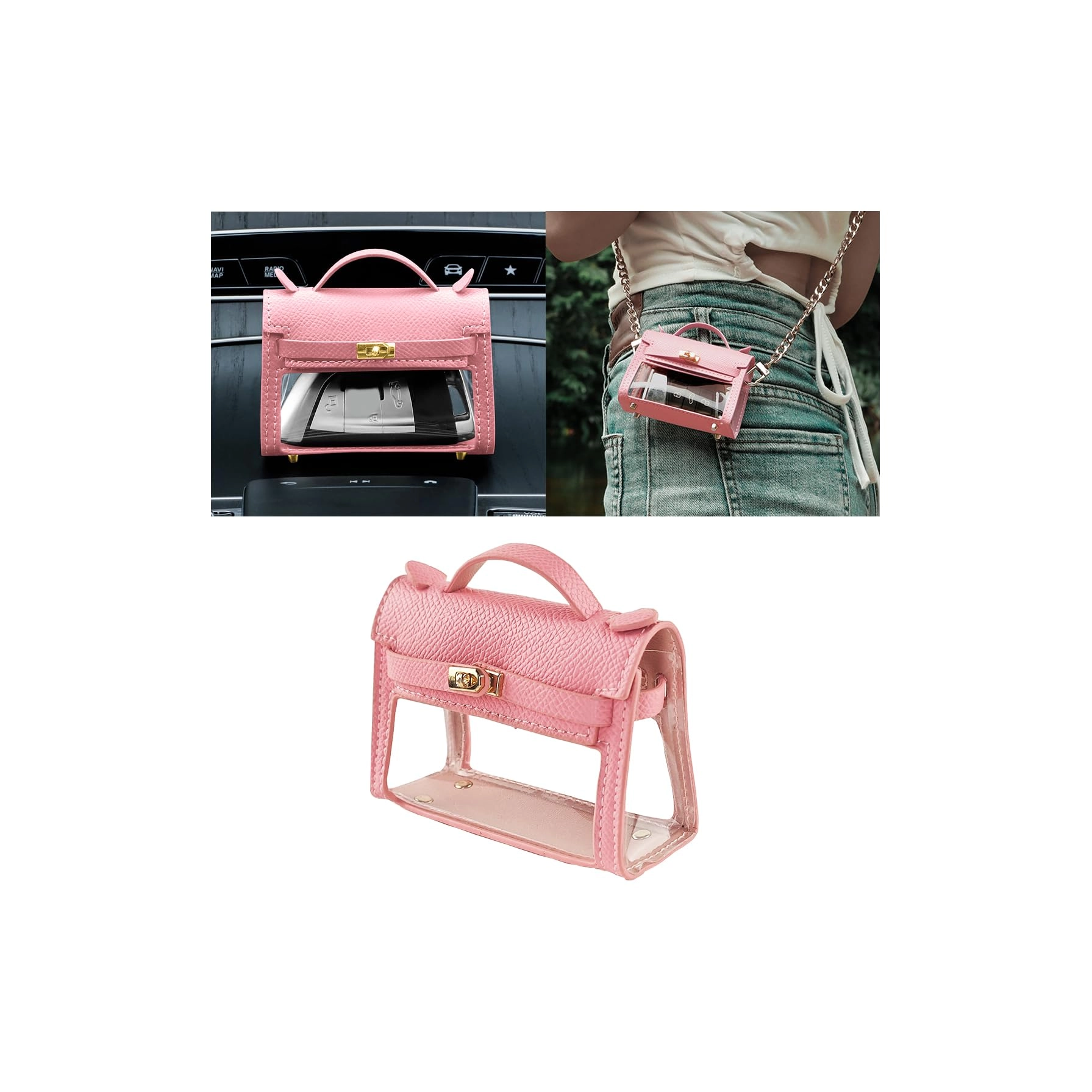 Mini Creative Car Key Case - Red Leather