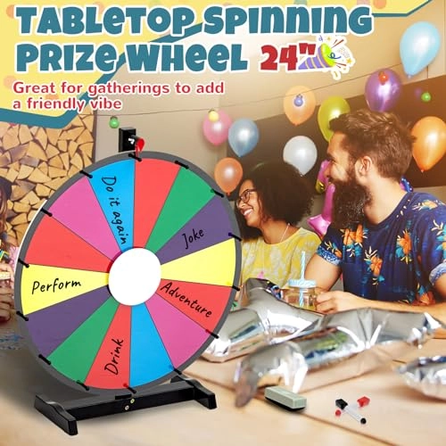 Spinning Prize Wheel - 24" + Foldable Prize Drop Board - 25"x 14" Adult