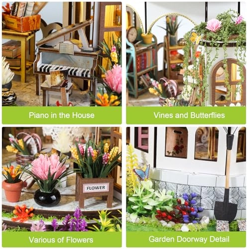 Miniature House Kit - Tiny Hanging Garden LED 3D Wooden