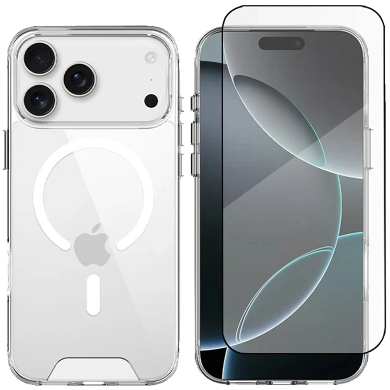 MagSafe Case - polycarbonate Clear + Screen Protector - 9H tempered glass for iPhone 17 Pro Max