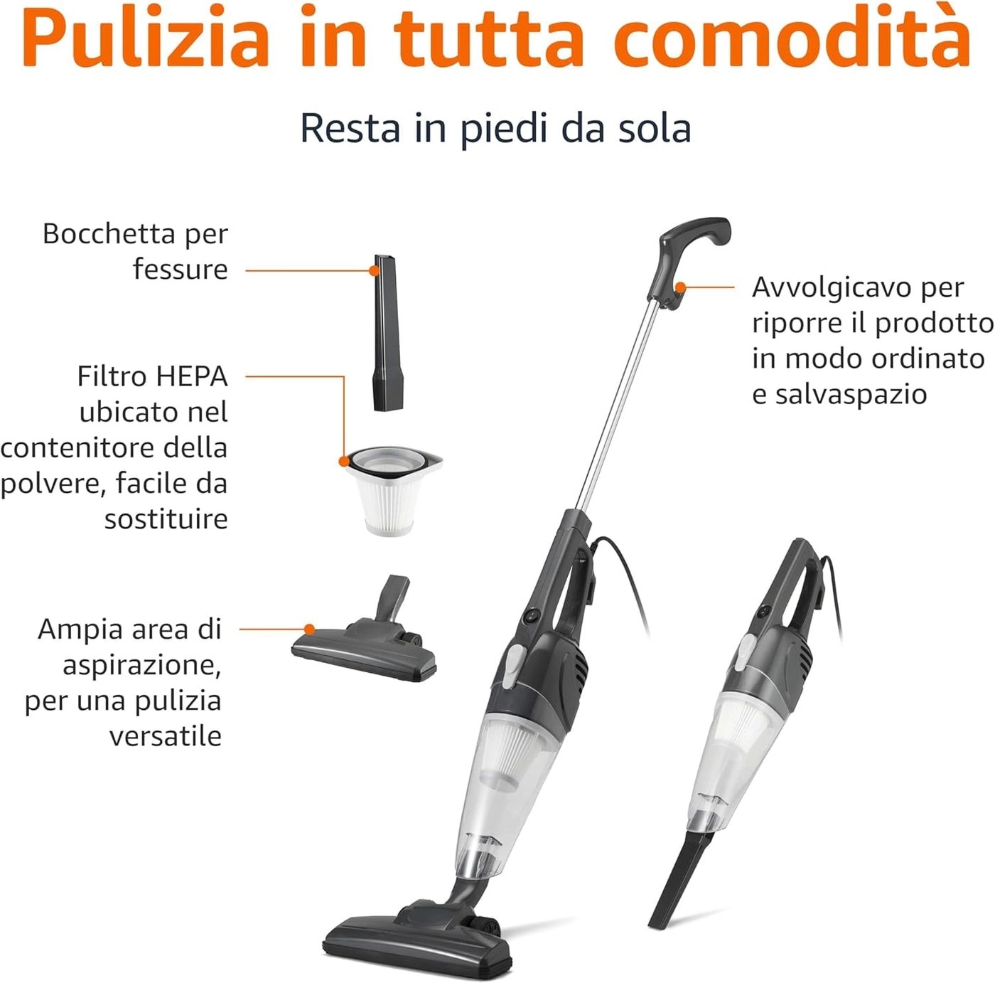 Handheld Vacuum Cleaner - 600W 2-in-1 6.5 kPa