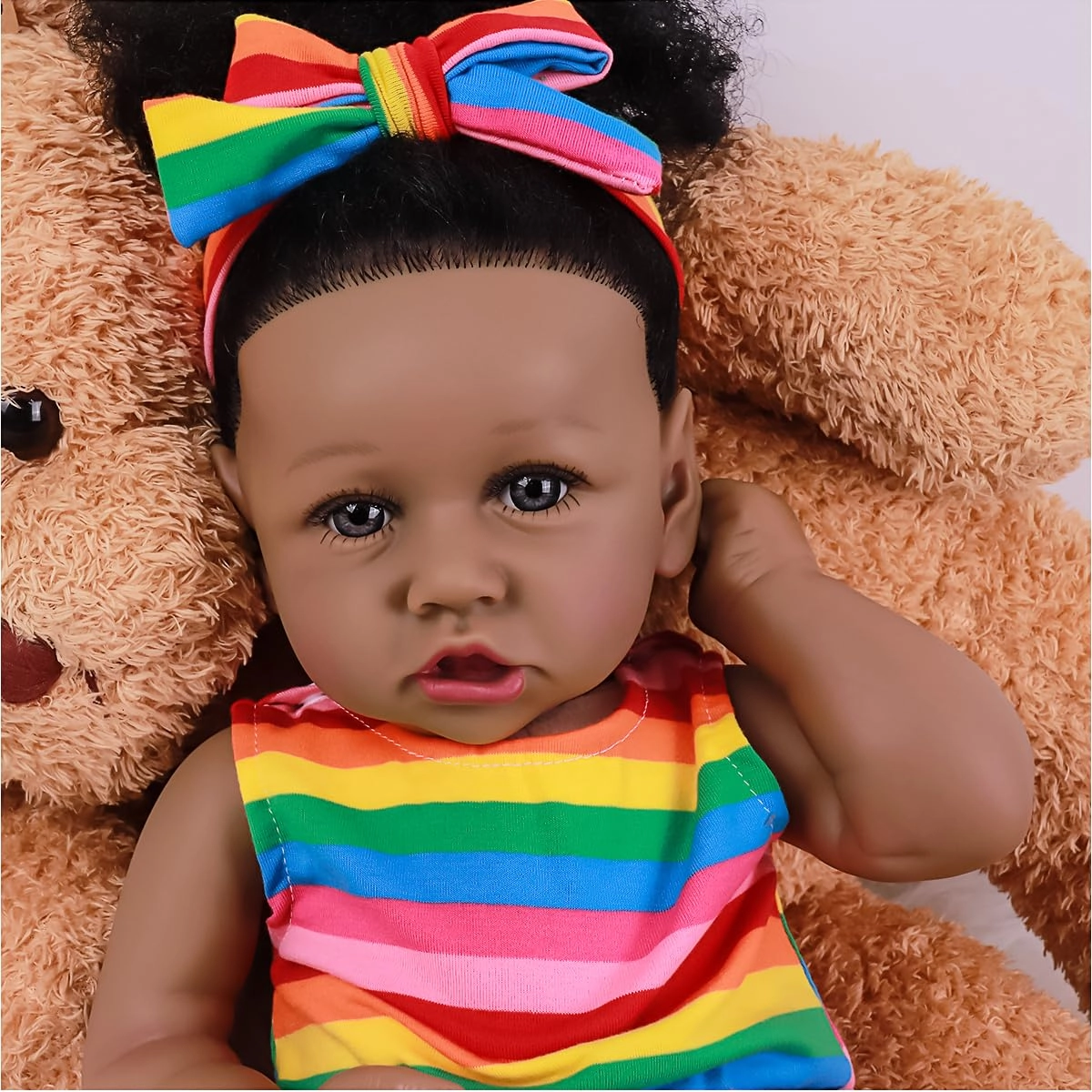 kgniess me Reborn Baby Doll - 22 Inch Silicone Black Ages 3+