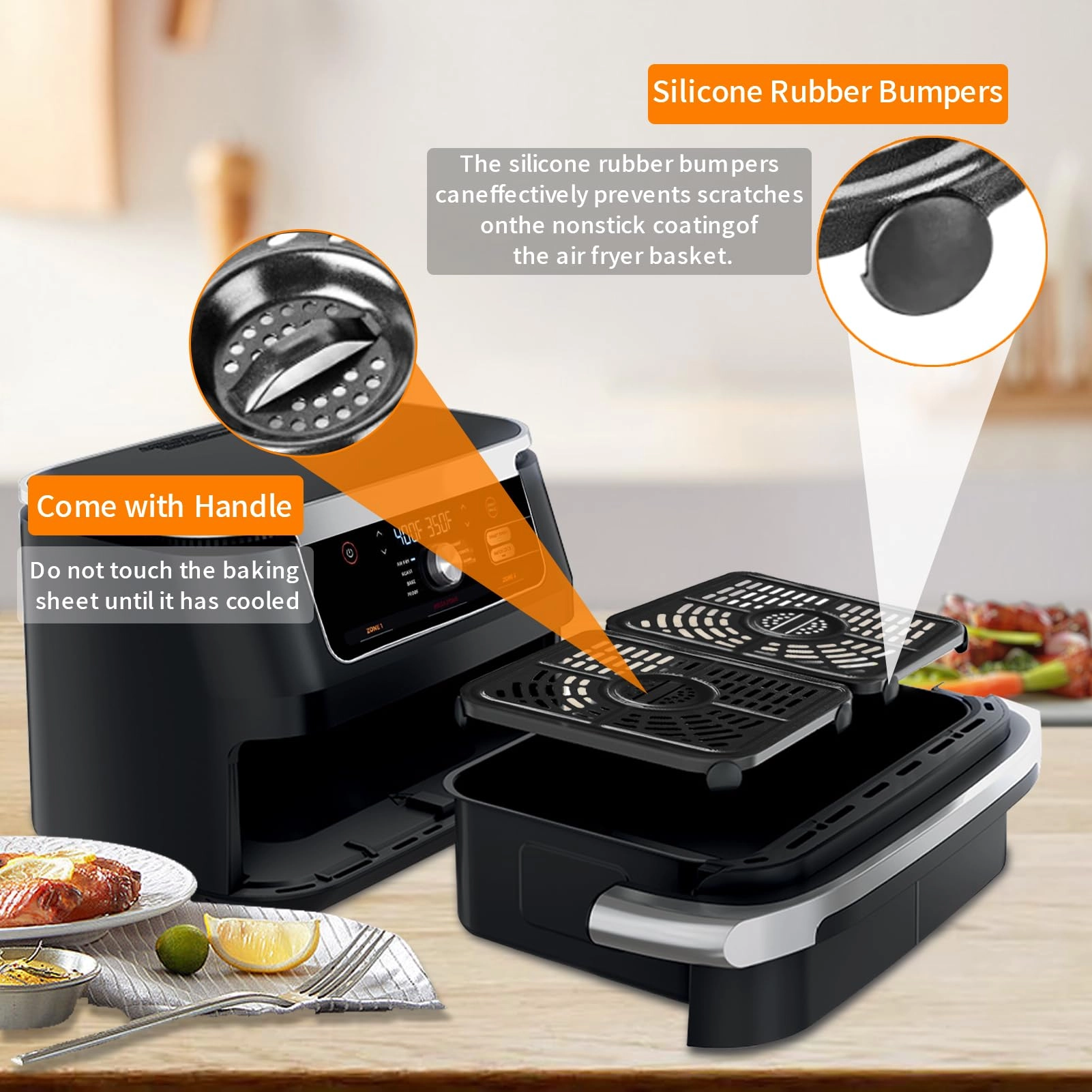 Air fryer grill rack - Stainless steel 2 piece(s) + Magic cleaning cloth - 1 piece(s)