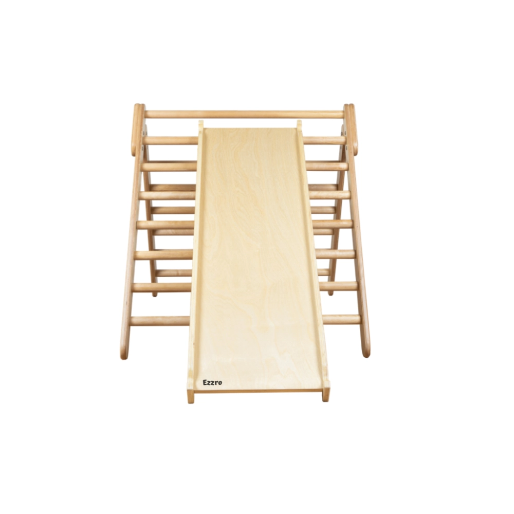 Ezzro Pikler Triangle - Foldable Natural 80 x 90 x 102 cm + Reversible Ramp - 116 x 41 cm