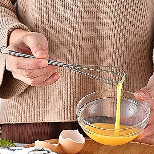 Mini Spring Handle Hand Mixer - Stainless Steel Small