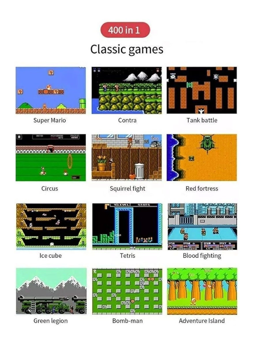 Handheld Game Console - 400 Built-in Games 3-Inch Color Screen Rechargeable Battery