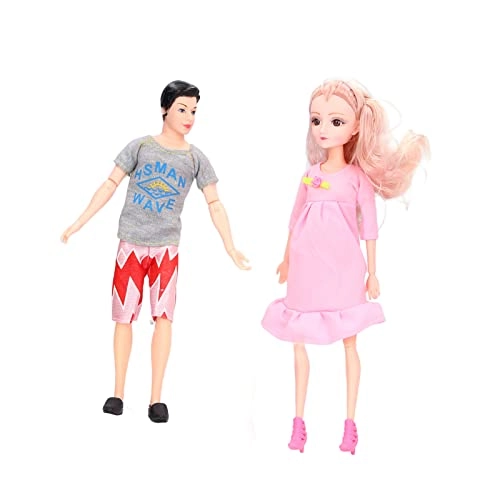 Father Doll + Pregnant Mother Doll + Son Doll + Daughter Doll - Skirt Color Random + Baby Doll Ages 7+