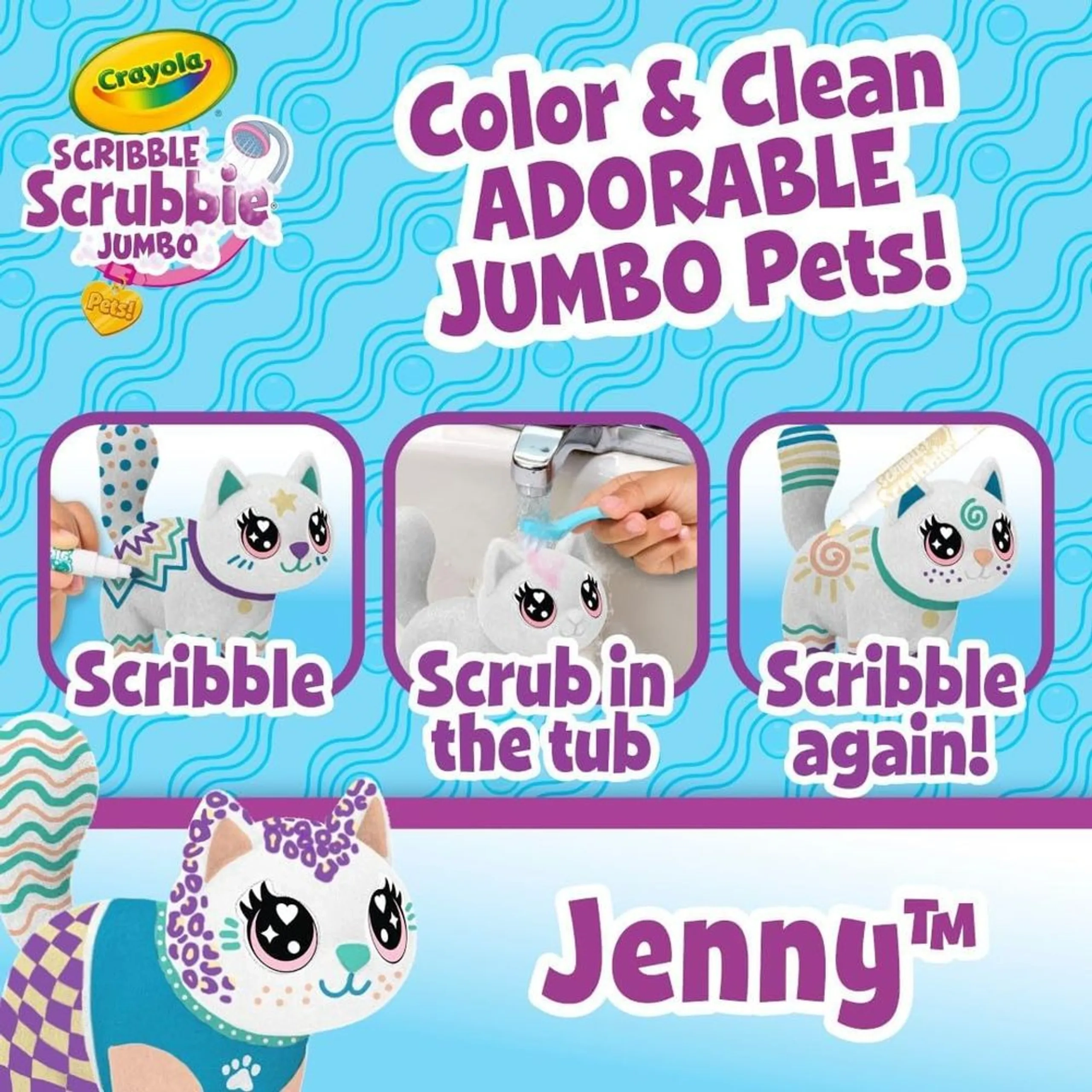 Scribble Scrubbie Jumbo Pets - Jenny 6-inch 5 Washable Markers