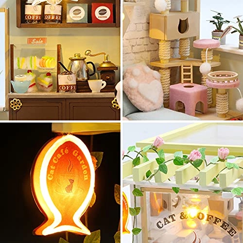 Cat Cafe Wooden Miniature Dollhouse Kit - 1:24