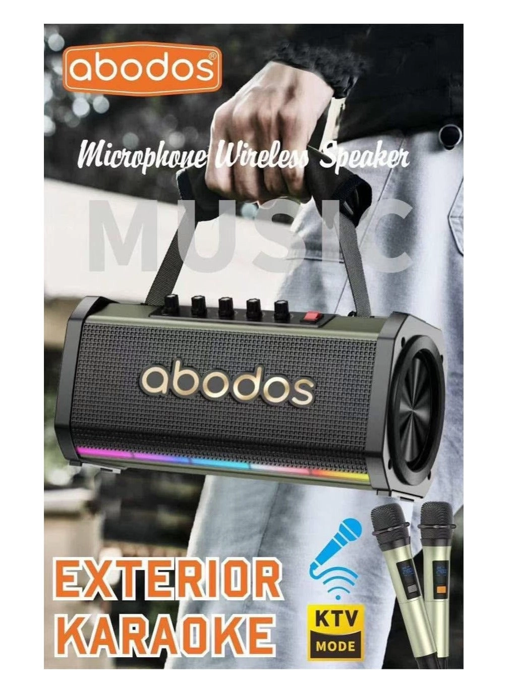 AS-BS100 - Karaoke Wireless Speaker RGB Party Light 5-6H Playtime