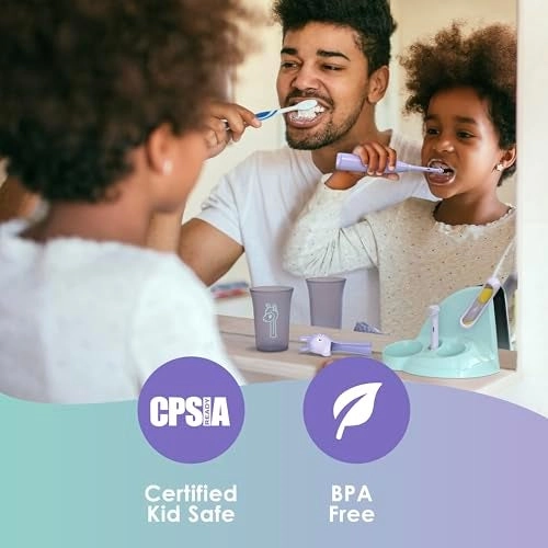 Kids’ Electric Toothbrush Set - Ages 3+ 2 Brush Heads 2-Minute Timer