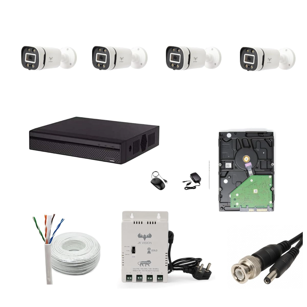 JK Vision ColorVu CCTV Camera System - 500GB 4 channels