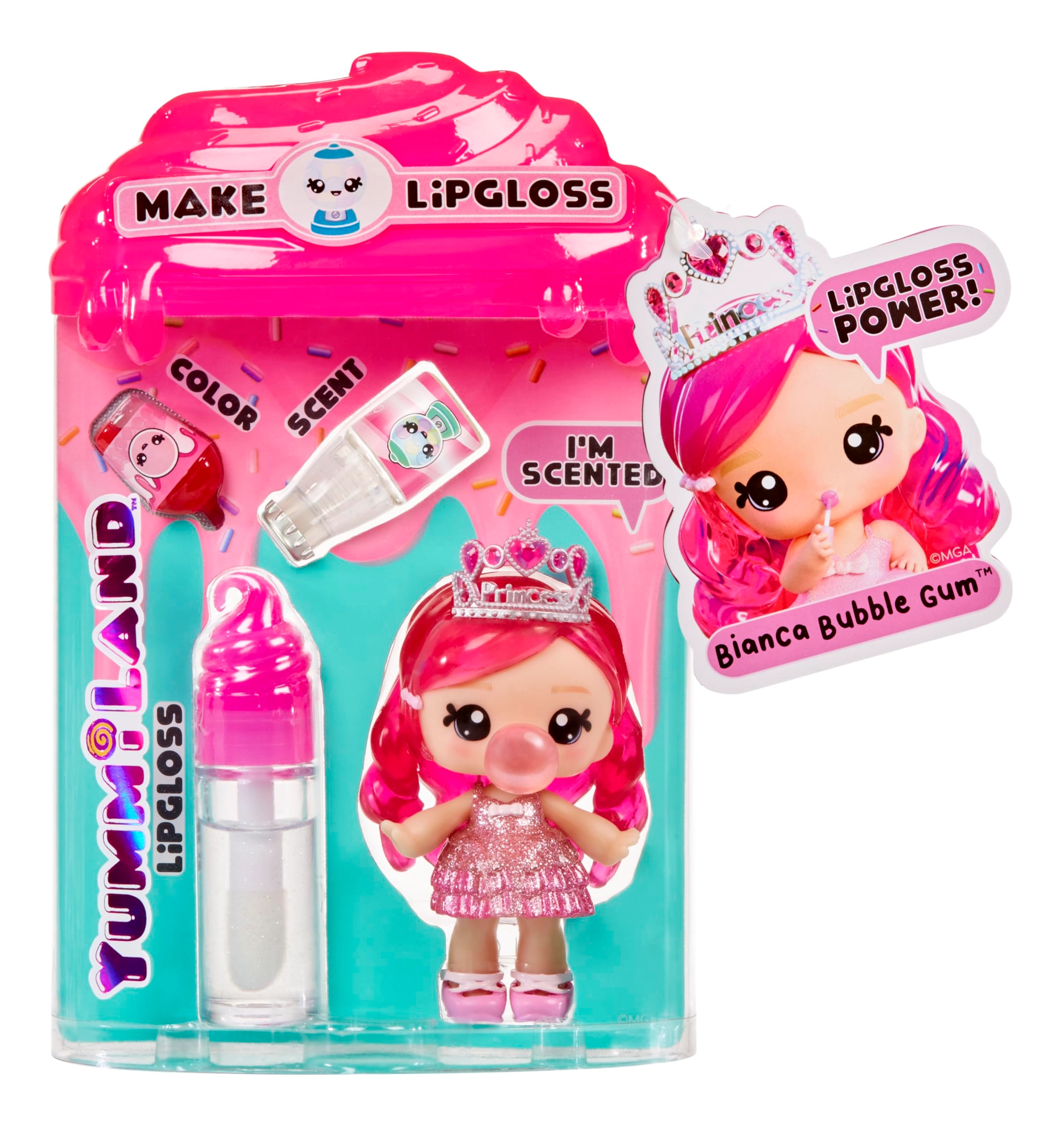 MGA Entertainment Bianca Bubblegum Lipgloss Doll - DIY Lip Gloss Kit Scented Ages 4+