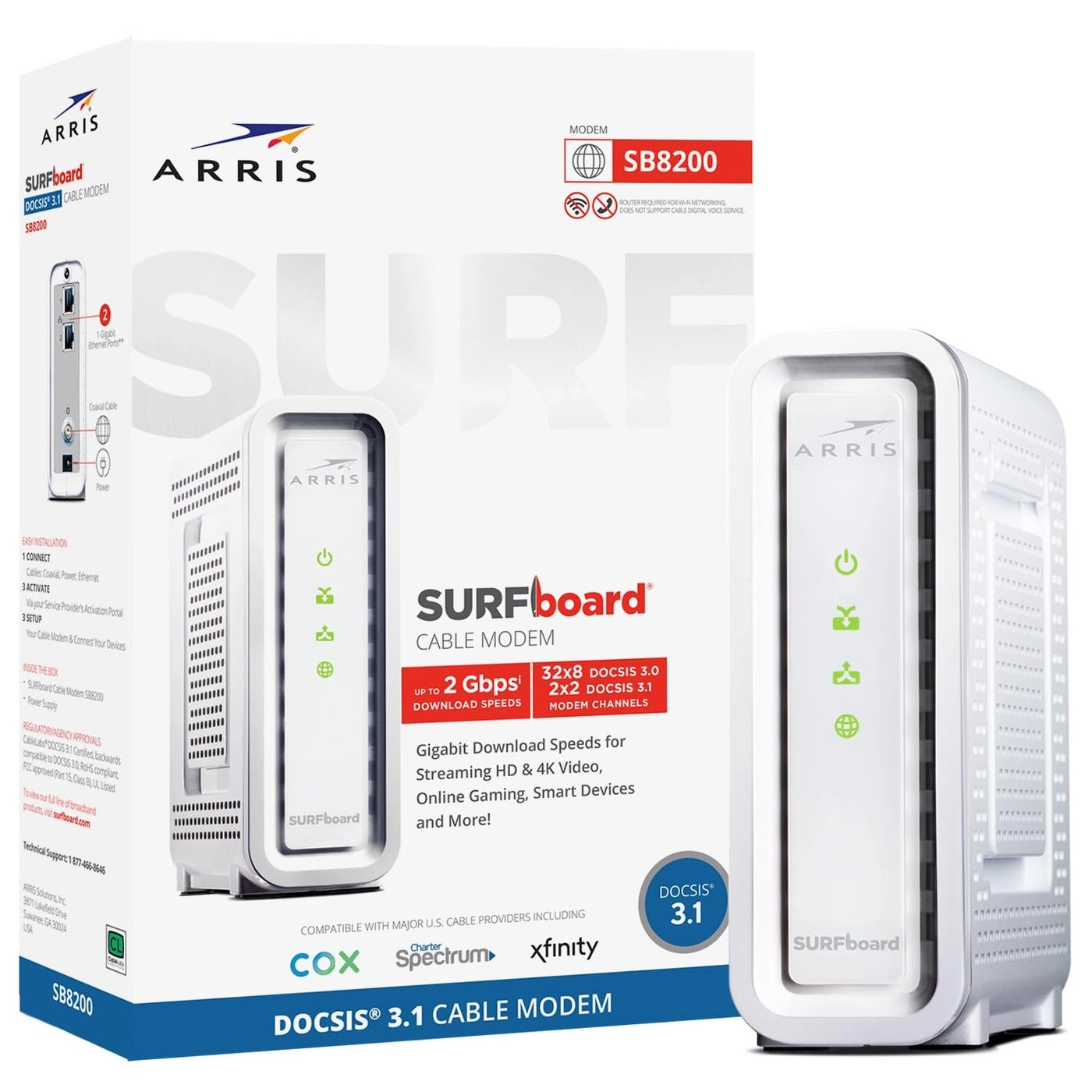 Arris SB8200 - DOCSIS 3.1 2 -1Gbps Ethernet Ports