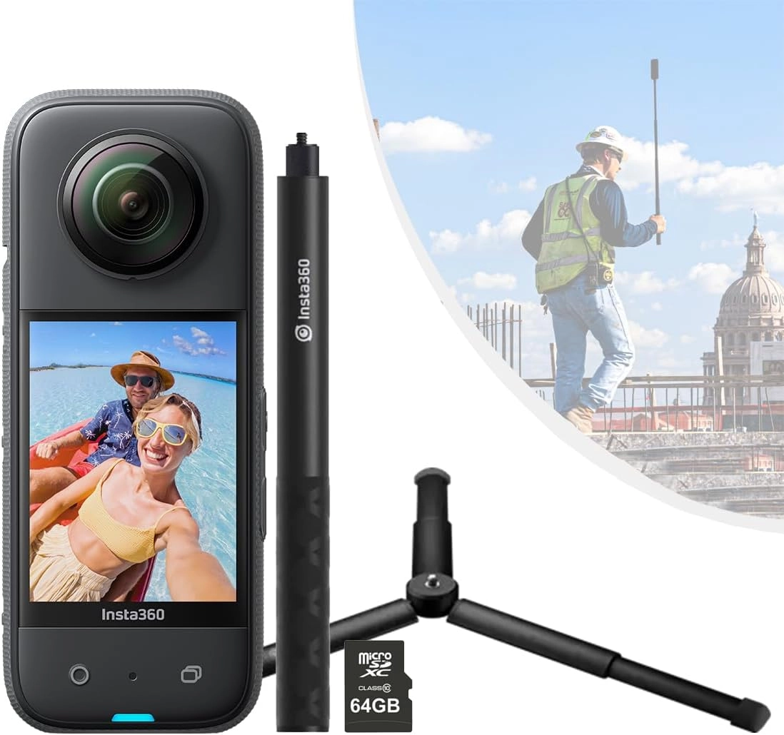 X3 - 360 5.7K + Case + Invisible Selfie Stick - 70cm + Extra Battery + Lens Cap + Memory Card - 64GB