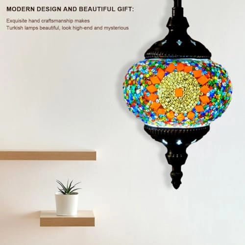 Moroccan Turkish Mosaic Pendant Ceiling Lamp - E27 13cm 80cm